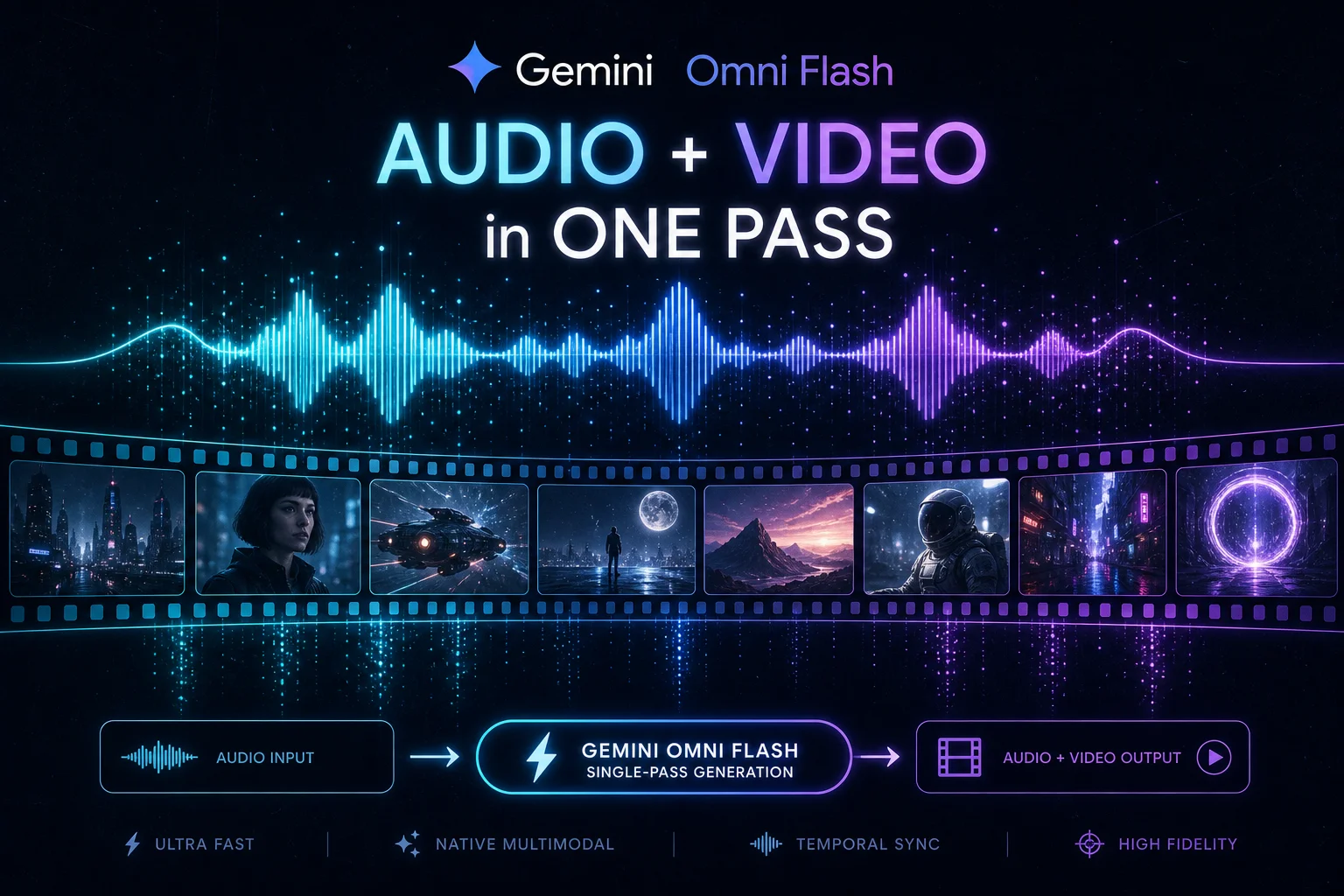Gemini Omni Flash single-pass audio-video generation diagram